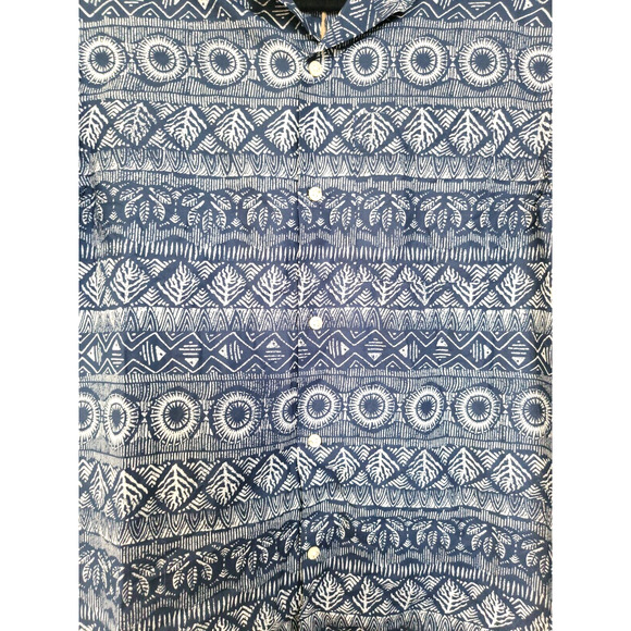 True Craft Men's Small Resort Vacation Hawaiian Cotton Button Down Shirt Blue - Picture 2 of 8